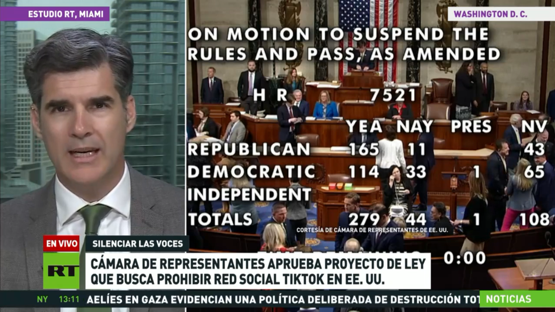 La Cámara Baja del Congreso de EE.UU. aprueba el proyecto de ley que prohibiría TikTok