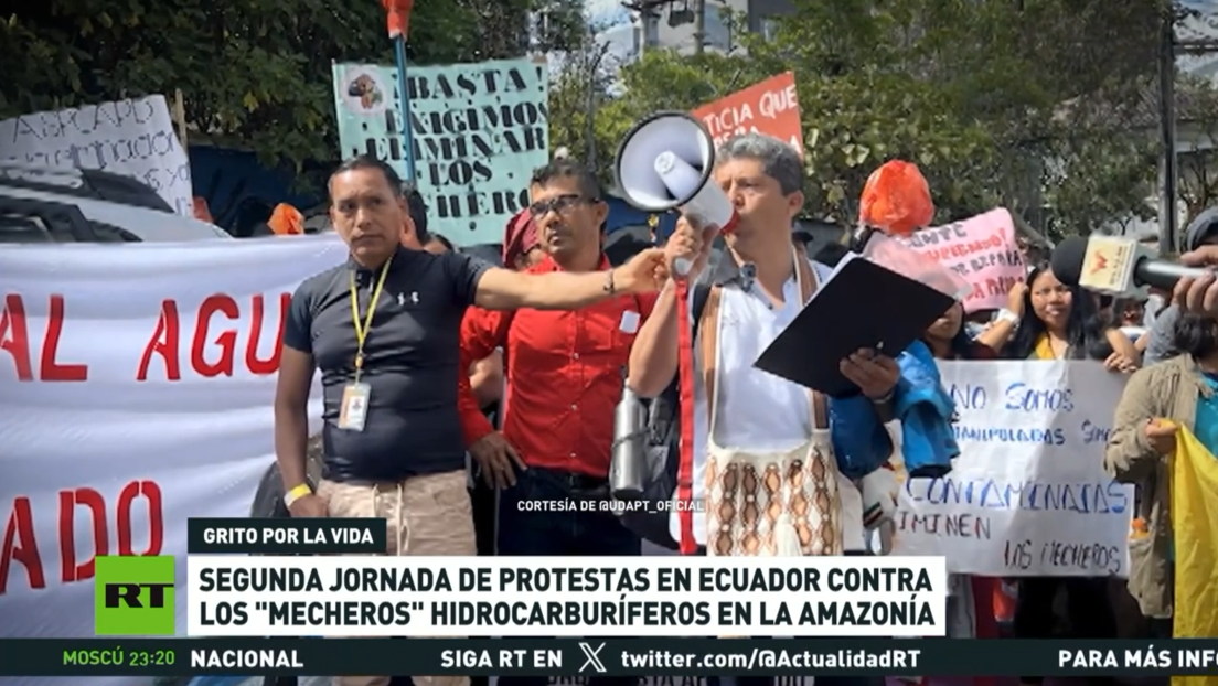 Segunda jornada de protestas en Ecuador contra los mecheros de gas en la Amazonía