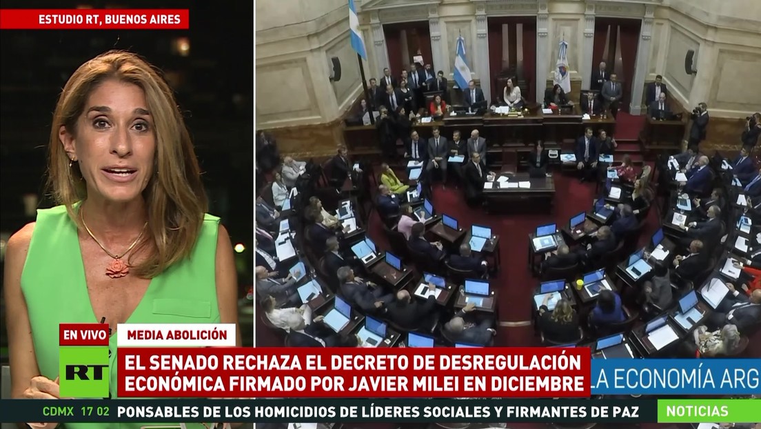 El Senado de Argentina rechaza el decreto de desregulación económica de Milei