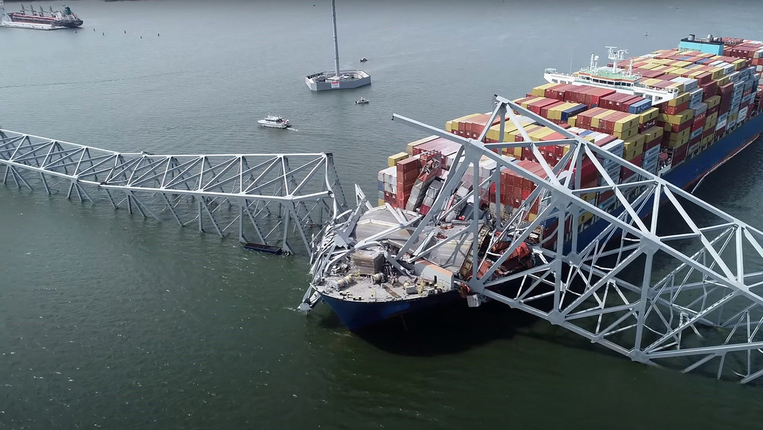 VIDEO: Imágenes del puente derrumbado en Baltimore captadas por un dron