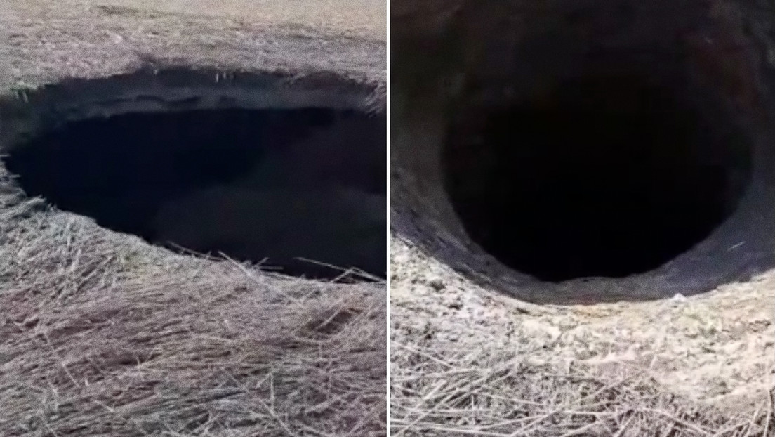 Un profundo cráter aparece misteriosamente en medio de un campo ruso (VIDEO)