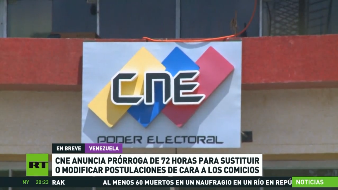 El CNE de Venezuela anuncia prórroga de 72 horas para sustituir o modificar postulaciones de cara a los comicios