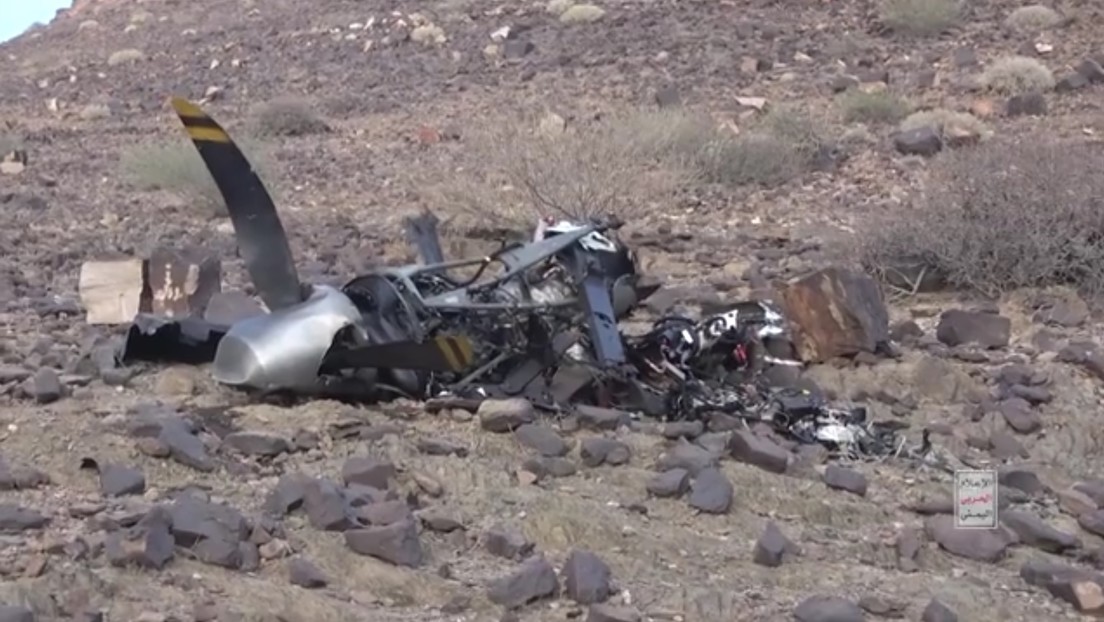 VIDEO: Los hutíes muestran los restos de un dron MQ-9 Reaper de EE.UU. que derribaron
