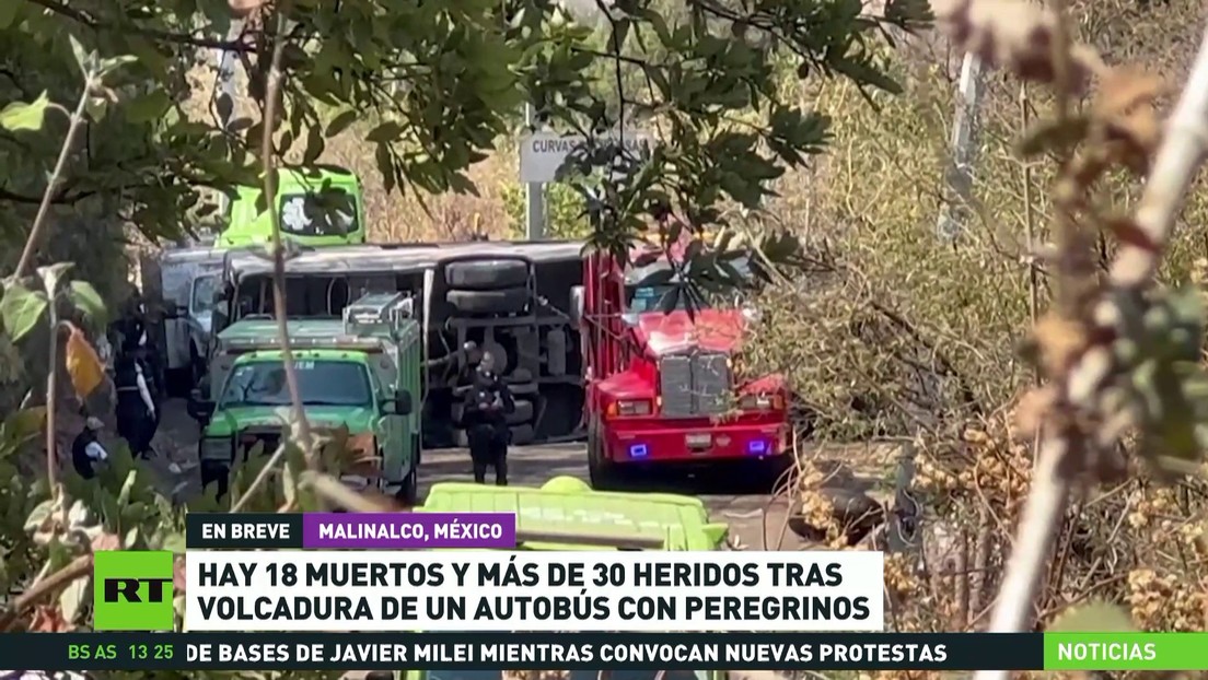 Al menos 18 muertos y más de 30 heridos al volcarse un bus con peregrinos en México