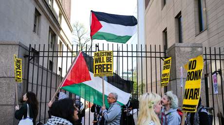 Manifestantes propalestinos protestan junto a la casa del líder del Senado de EE.UU. (VIDEOS)