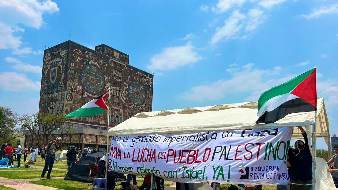Instalan campamento en apoyo a Palestina en la Universidad Nacional Autónoma de México
