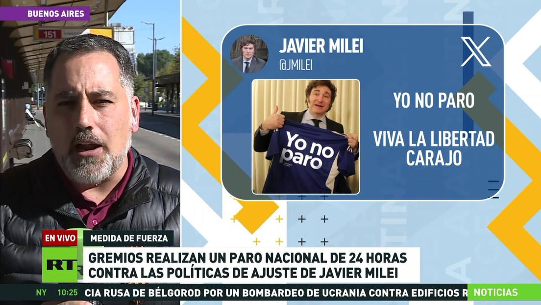 Gremios argentinos realizan un paro nacional de 24 horas contra ajustes de Milei