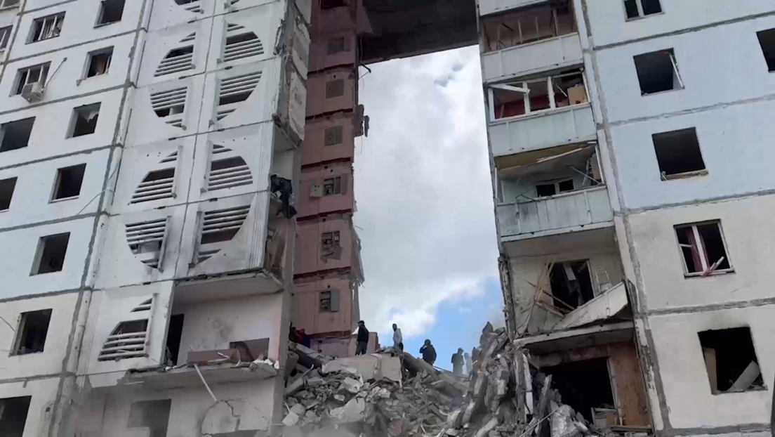 VIDEO: Brecha en edificio de 10 pisos en Bélgorod tras ataque ucraniano