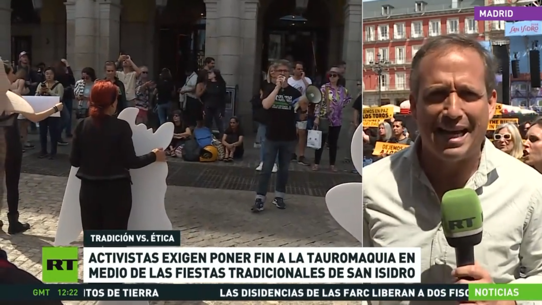 Activistas españoles exigen poner fin a la tauromaquia en medio de las fiestas tradicionales de San Isidro