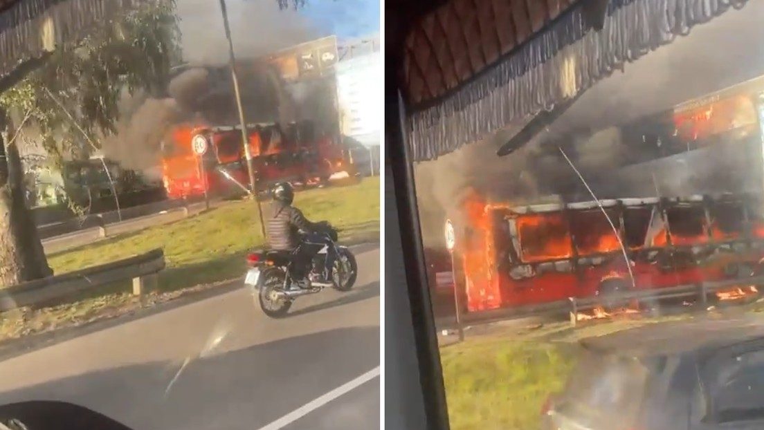 VIDEO: Se incendia un autobús con hinchas del River Plate antes de un partido en Buenos Aires