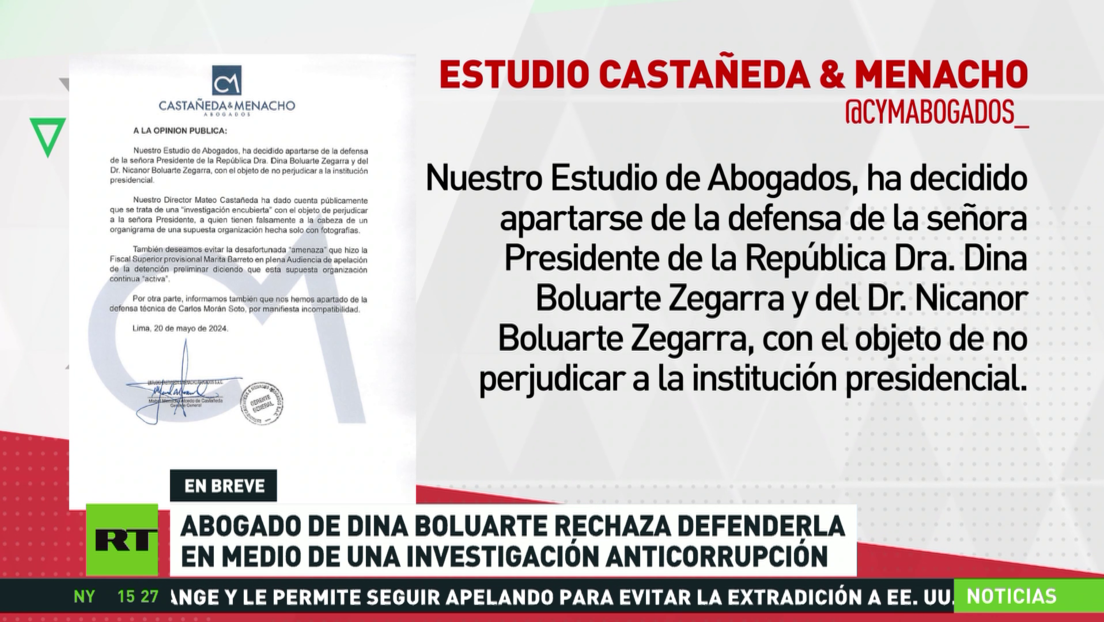 Abogado de Boluarte rechaza defenderla en medio de una investigación anticorrupción