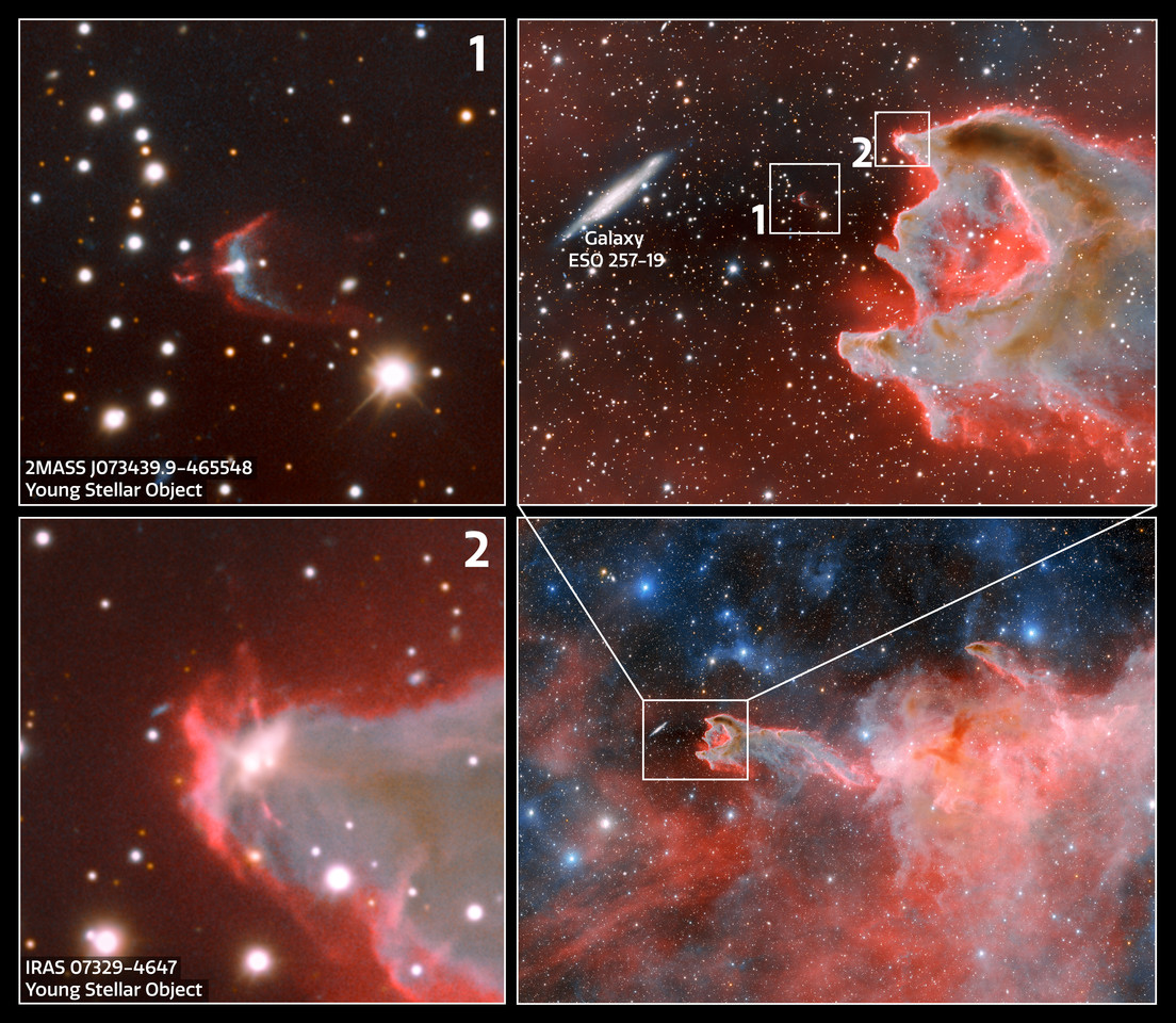 66424118e9ff7170851a74e8 El telescopio Víctor M. Blanco captura una escena cósmica: El glóbulo cometario Mano de Dios a punto de devorar una galaxia