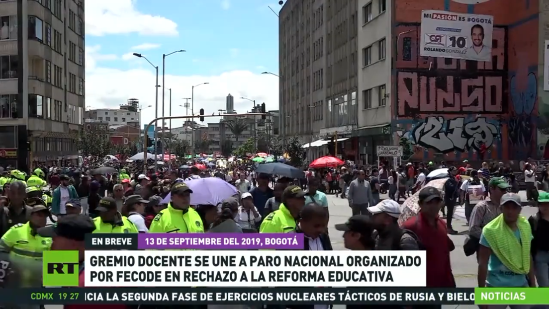 Gremio docente se une al paro nacional organizado por la Fecode en rechazo a la reforma educativa en Colombia