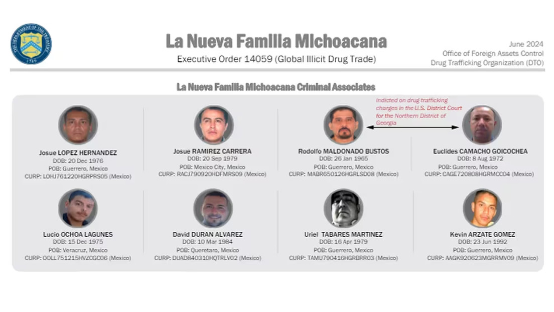 EE.UU. sanciona a cabecillas del cártel La Nueva Familia Michoacana