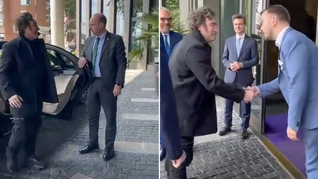 VIDEO: Milei llega a un hotel de Hamburgo