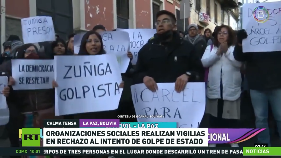 Organizaciones sociales en Bolivia realizan vigilias en rechazo al intento de golpe de Estado