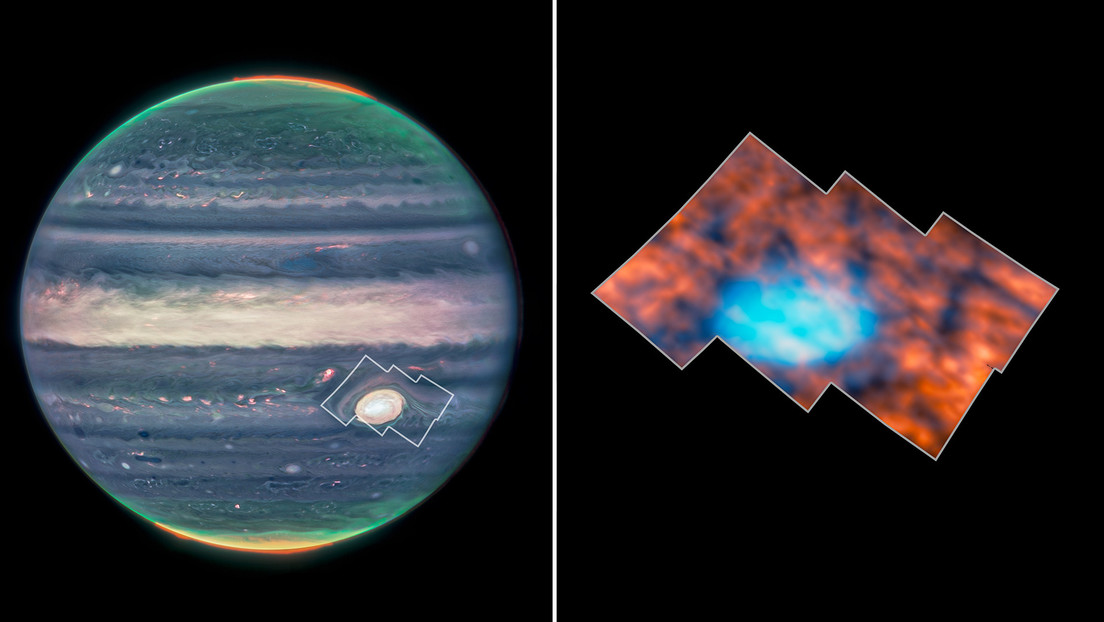 El James Webb detecta sorprendentes formas sobre la Gran Mancha Roja de Júpiter
