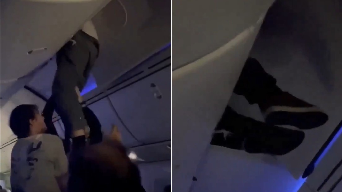 Hombre queda atrapado en el compartimento de equipaje de un avión tras fuertes turbulencias