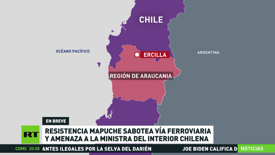Resistencia Mapuche sabotea vía ferroviaria y amenaza a la ministra del Interior de Chile