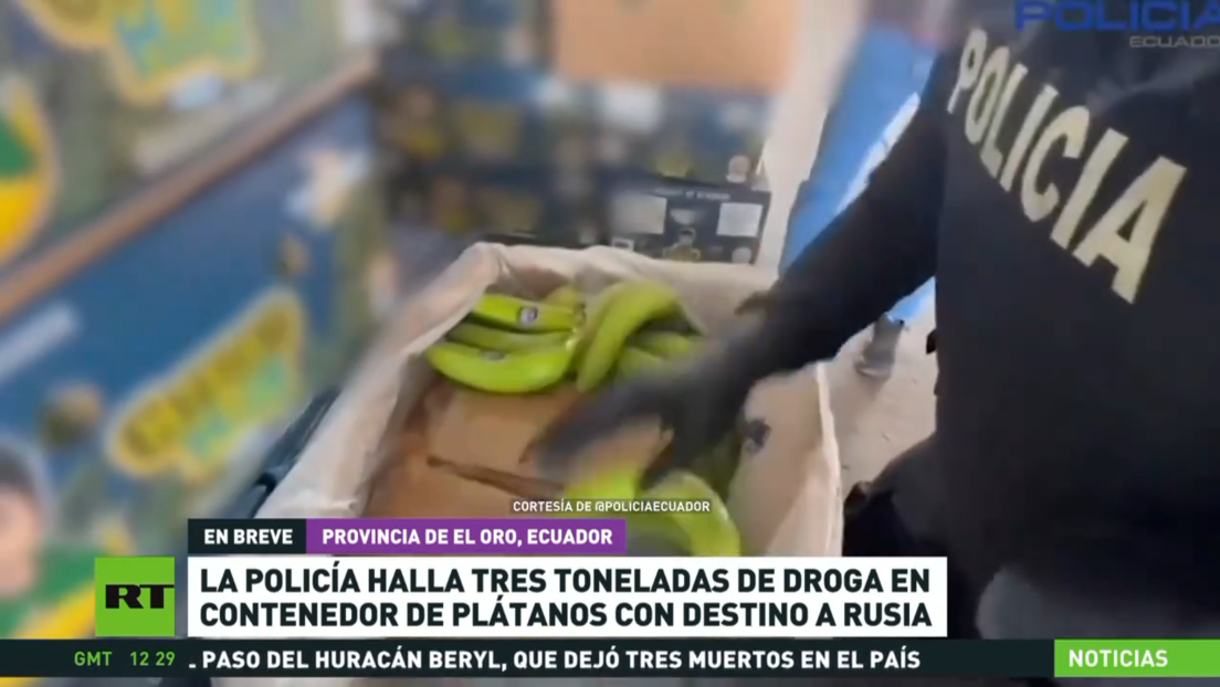Hallan en Ecuador 3 toneladas de droga en un contenedor de plátanos con destino a Rusia