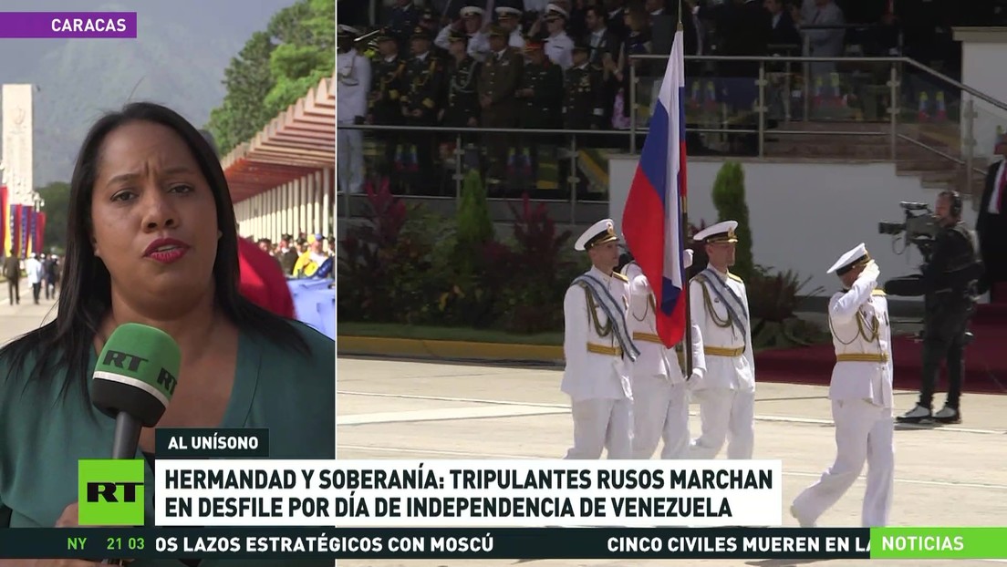 Marineros rusos participan en desfile dedicado al Día de la Independencia de Venezuela