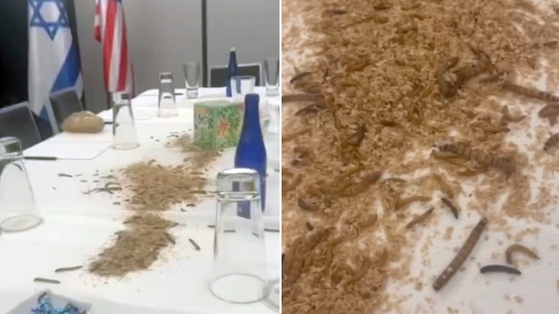 Arrojan gusanos e insectos sobre una mesa preparada para Netanyahu en un hotel de Washington