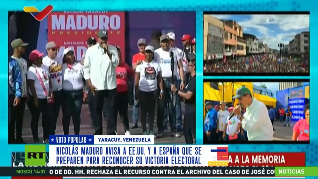 Nicolás Maduro avisa a EE.UU. y a España que se preparen para reconocer su victoria electoral