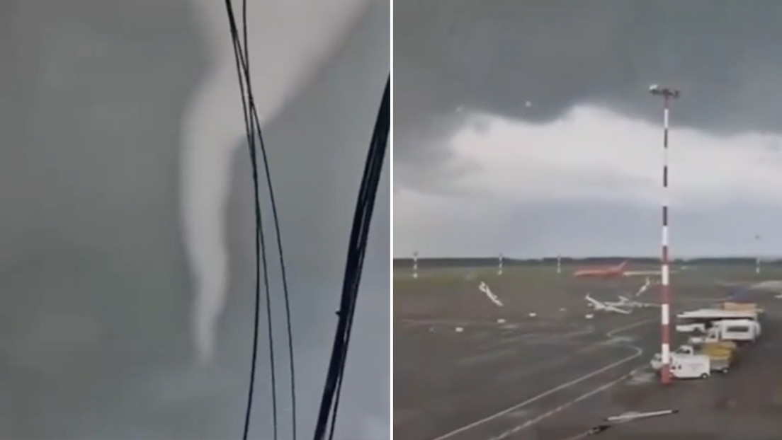 VIDEO: Una tormenta dispersa aviones en un aeropuerto ruso