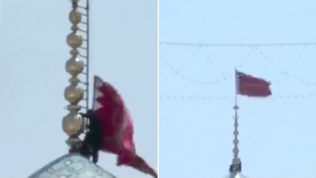 VIDEO: Irán iza una bandera roja de venganza en la cúpula de la mezquita de Jamkaran