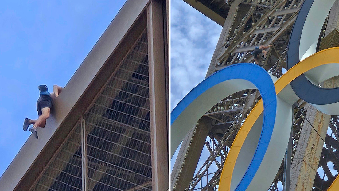 'Hombre araña' semidesnudo en la Torre Eiffel provoca evacuación horas antes del cierre de los JJ.OO.