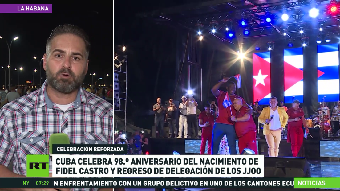 Cuba celebra el 98.º aniversario del nacimiento de Fidel Castro y regreso de delegación de los JJ.OO.