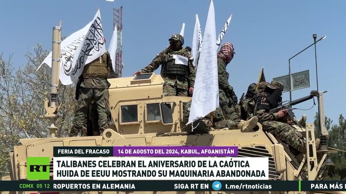 Talibanes celebran el aniversario de la caótica huida de EE.UU.