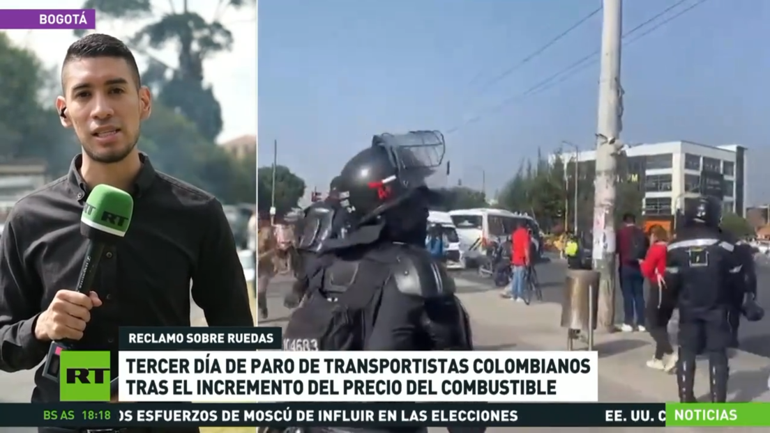 Tercer día de paro de transportistas colombianos tras el incremento del precio del combustible