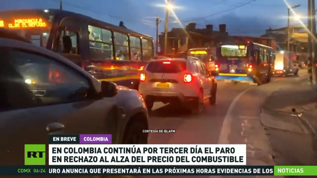 En Colombia continúa por tercer día el paro en rechazo al alza del precio del combustible