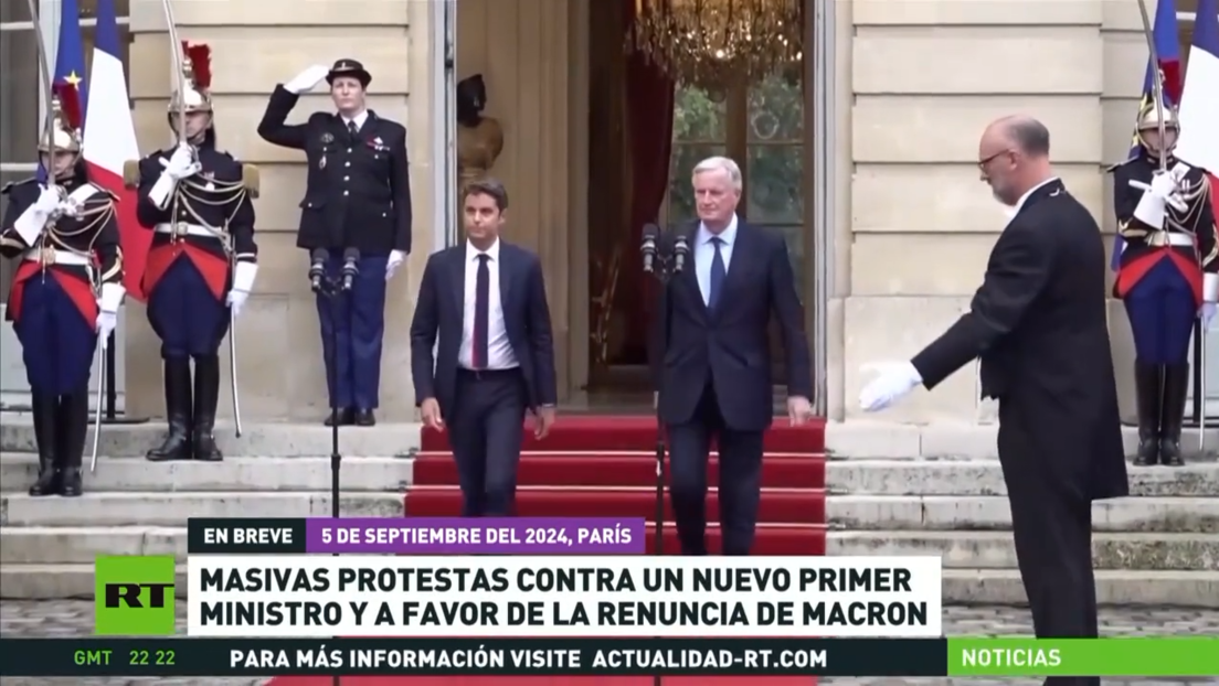 Masivas protestas contra un nuevo primer ministro y a favor de la renuncia de Macron en Francia