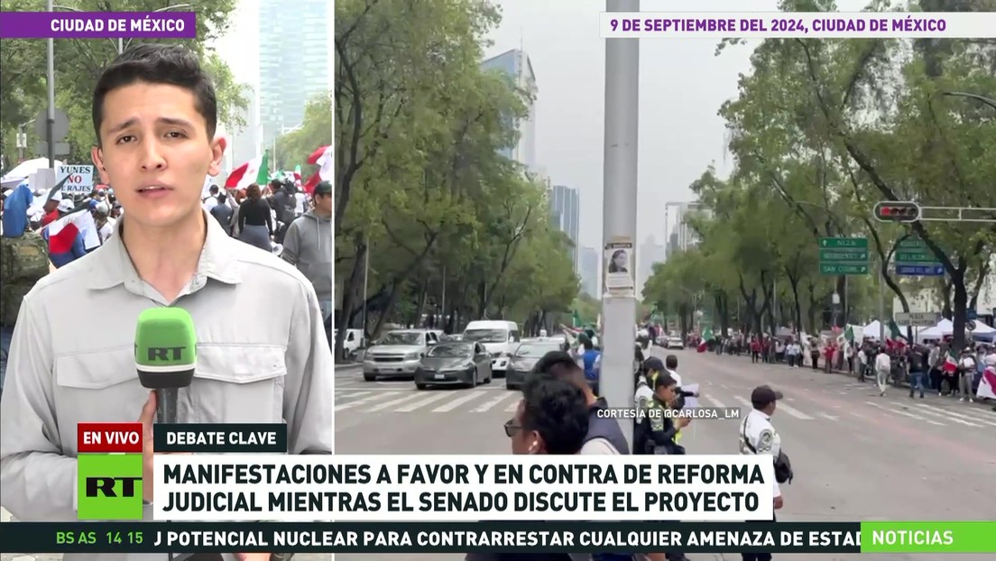 El Senado de México discute la reforma del poder judicial mientras se producen manifestaciones en contra y a favor del proyecto