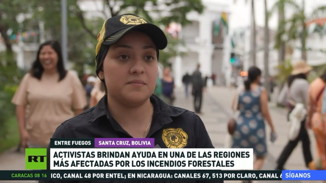 Activistas brindan ayuda en una de las regiones bolivianas más afectadas por los incendios forestales