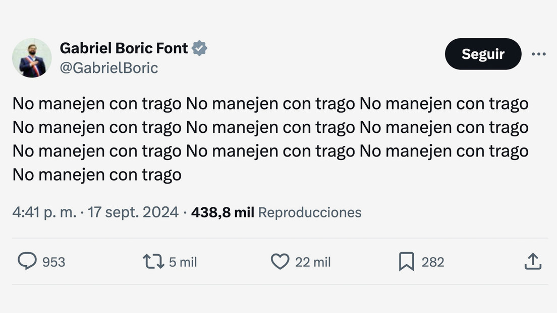 "No manejen con trago No manejen con trago...": mensaje de Boric en el inicio de las Fiestas Patrias