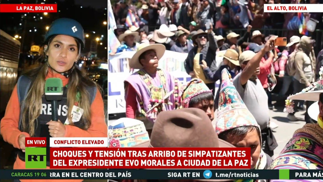 Choques y tensión tras arribo de simpatizantes de Evo Morales a ciudad de La Paz