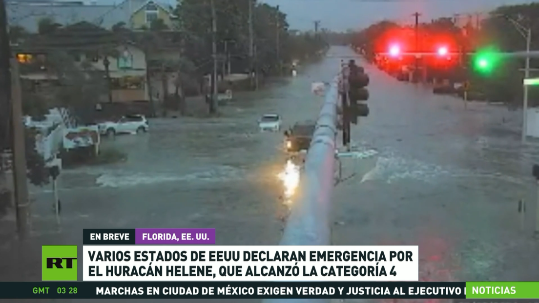 Varios estados de EE.UU. declaran emergencia por el huracán Helen, que alcanzó categoría 4