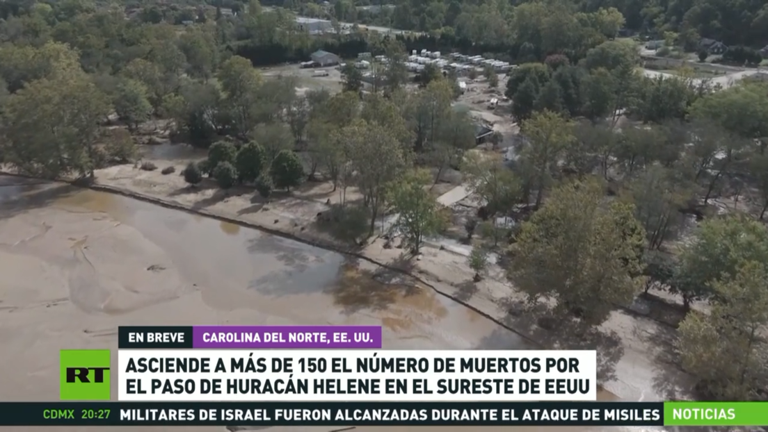 Asciende a más de 150 el número de muertos por el paso de huracán Helene en el sureste de EE.UU.