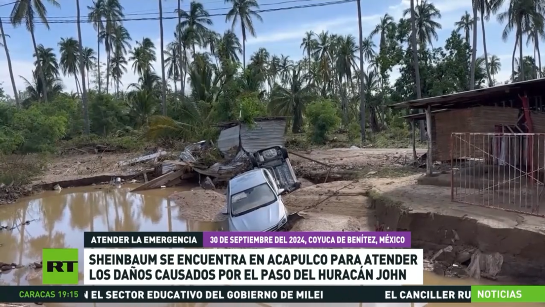 Sheinbaum llega a Acapulco para atender los daños causados por el paso del huracán John