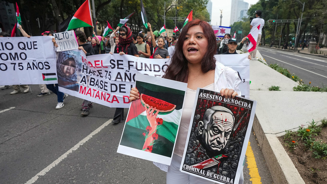 Protesta en la Embajada de EE.UU. en México contra el "genocidio" en Palestina