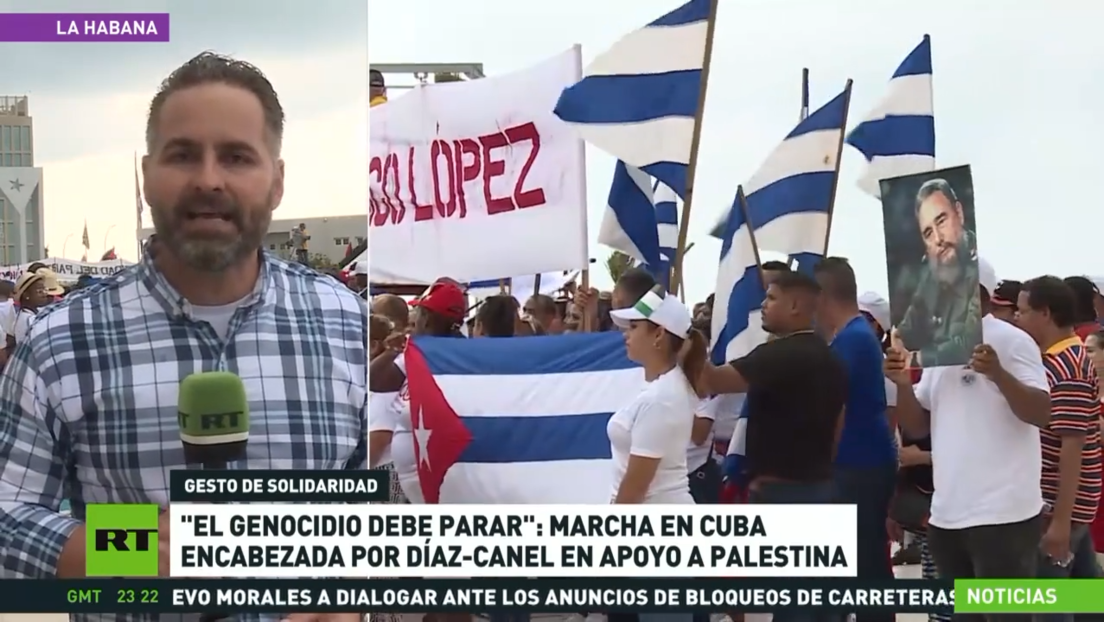 "El genocidio debe parar": Marcha en Cuba encabezada por Díaz-Canel en apoyo a Palestina