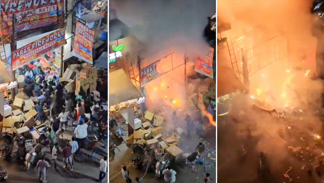 Incendio en una tienda de fuegos artificiales en la India (VIDEOS)