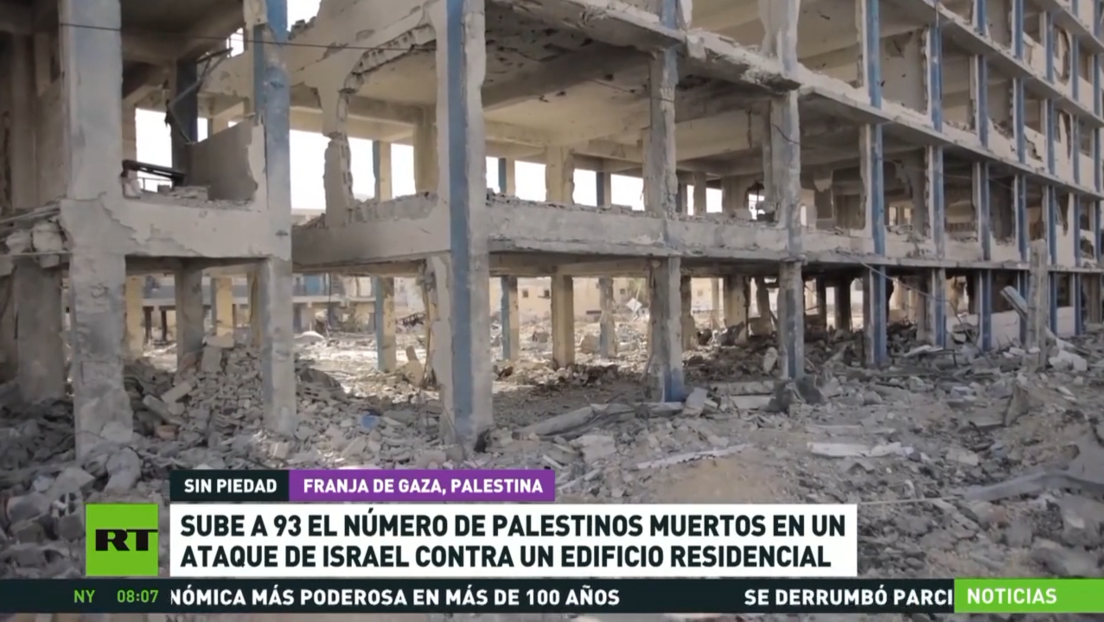 Sube a 93 el número de palestinos muertos en un ataque israelí contra un edificio residencial en Gaza