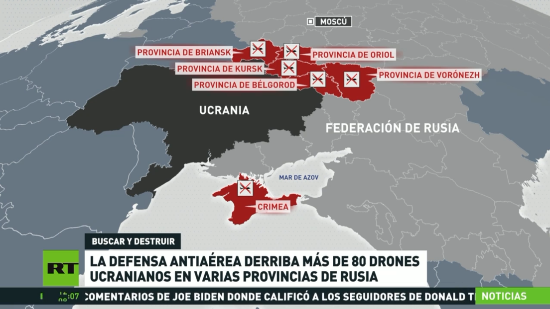 La defensa antiaérea rusa derriba más de 80 drones ucranianos en varias provincias del país