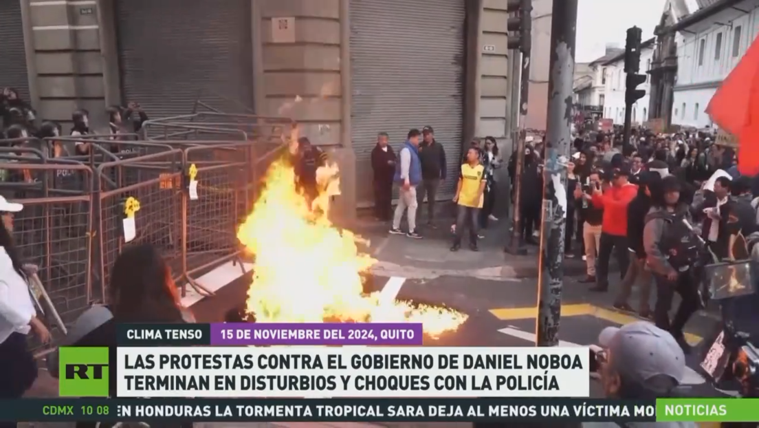 Las protestas contra el Gobierno de Daniel Noboa terminan en disturbios y choques con la Policía