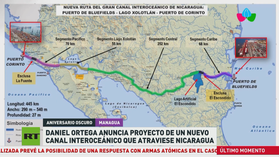 Presidente de Nicaragua anuncia proyecto de un nuevo canal interoceánico que atraviesa el país