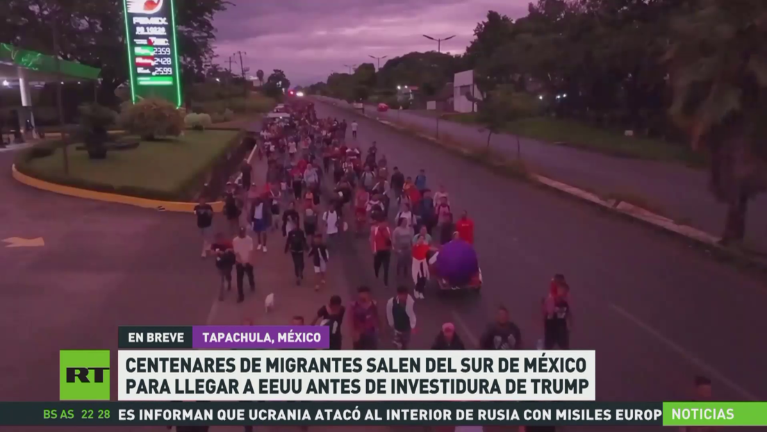 Centenares de migrantes salen del sur de México para llegar a EE.UU. antes de investidura de Trump